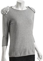 Thumbnail for your product : Smitten heather grey cotton blend strong sequin shoulder sweater
