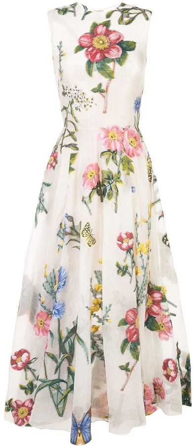 Sleeveless Brocade Floral Dress