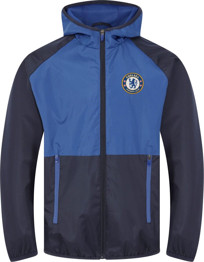 Chelsea FC Official Gift Mens Shower Jacket Windbreaker Navy Royal Blue