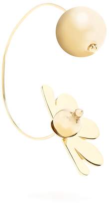 Simone Rocha Flower gold-plated hoop single earring