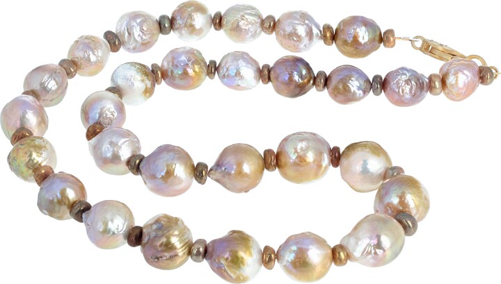 Aria Jewelry Design Ajd Dramatic Real Goldy Glowing Cultured Ocean Pearl Necklace