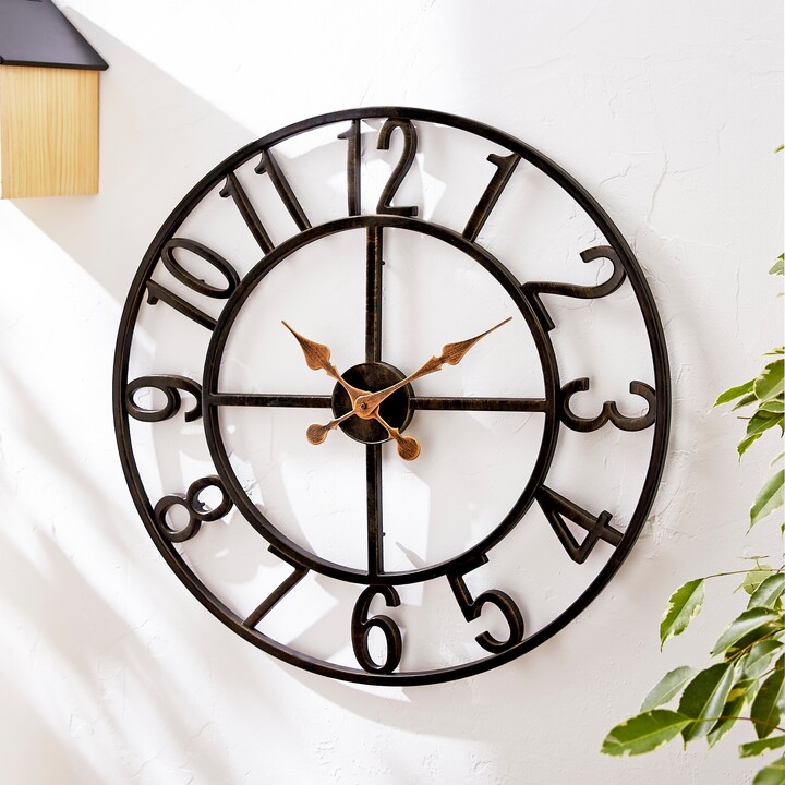 Dunelm Indoor Outdoor Skeleton Wall Clock 70cm Black Black ShopStyle