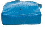 Thumbnail for your product : Aigner Sky Blue Ostrich Embossed Leather Double Zip Shoulder Bag