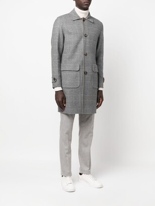 Eleventy Single-Breasted Checked Wool Coat