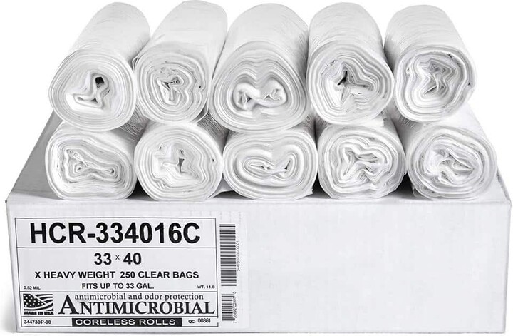 Aluf Plastics 33 Gal. 16 mic (eq) 33 in. x 40 in. Clear Equivalent High-Density Value Garbage Trash Bags (250-Count)