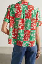 Thumbnail for your product : Rixo Rickie Printed Silk Shirt - Jade