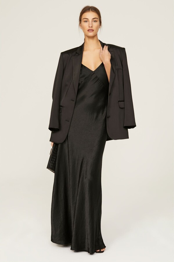 Black Satin Gown Black