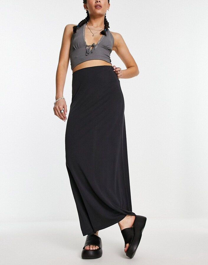 Weekday Signe drape maxi skirt in black - ShopStyle