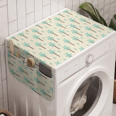 East Urban Home Palm Tree Washing Machine Organizer Pack of 2 47" x 18.5" Cream Cocoa Mint Green