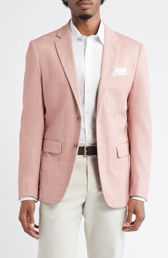 Daniel Hechter Pink Windowpane Check Knit Sport Coat