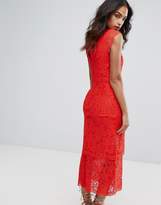 Thumbnail for your product : Warehouse Tiered Lace Midi Dress