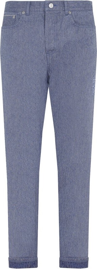 Dior - Slim-Fit Jeans Navy Blue and Black Dior Oblique Kasuri Cotton Denim - Size 30 - Men