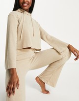 Thumbnail for your product : Chelsea Peers eco soft jersey rib lounge hoodie in stone