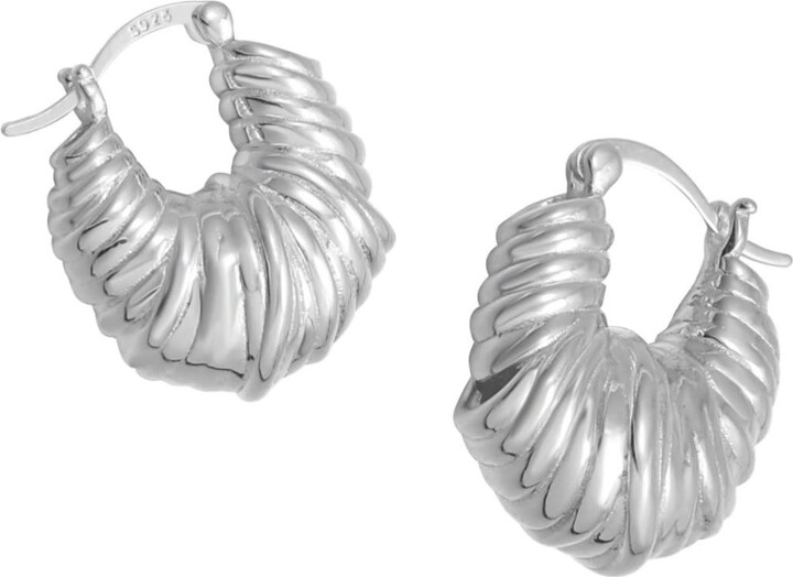 Every Wave Silver Helix - Croissant Dome Hoop Sterling Earrings