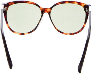 The Row Leather-Trimmed Tortoiseshell Sunglasses