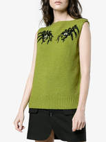 Thumbnail for your product : Prada Spider Motif Sleeveless Knitted Top