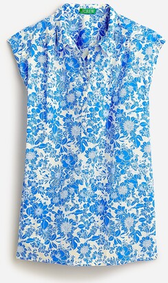 J.Crew Cap-sleeve cotton voile tunic cover-up in blue floral
