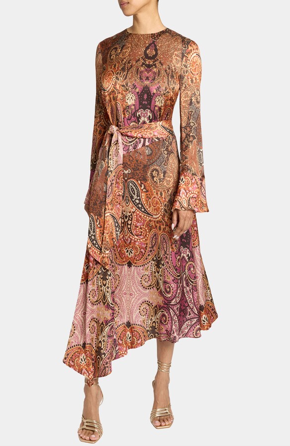 Santorelli Rachel Long Sleeve Asymmetric Midi Dress