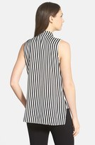 Thumbnail for your product : Classiques Entier Stripe Sleeveless Stretch Silk Surplice Top