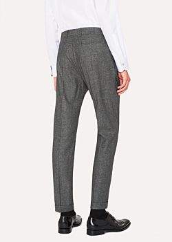 Men's Tapered-Fit Wool And Silk-Blend Grey Tweed Trousers