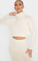 Thumbnail for your product : SWAGGER Cream Roll Neck Cable Knit Cropped Jumper