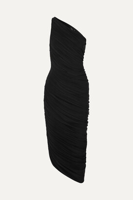 Norma Kamali Diana One-shoulder Ruched Stretch-jersey Dress - Black
