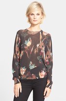 Thumbnail for your product : Theory 'Kidi' Floral Print Silk Sweater
