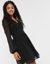 Thumbnail for your product : Pimkie dobby spot smock dress in black