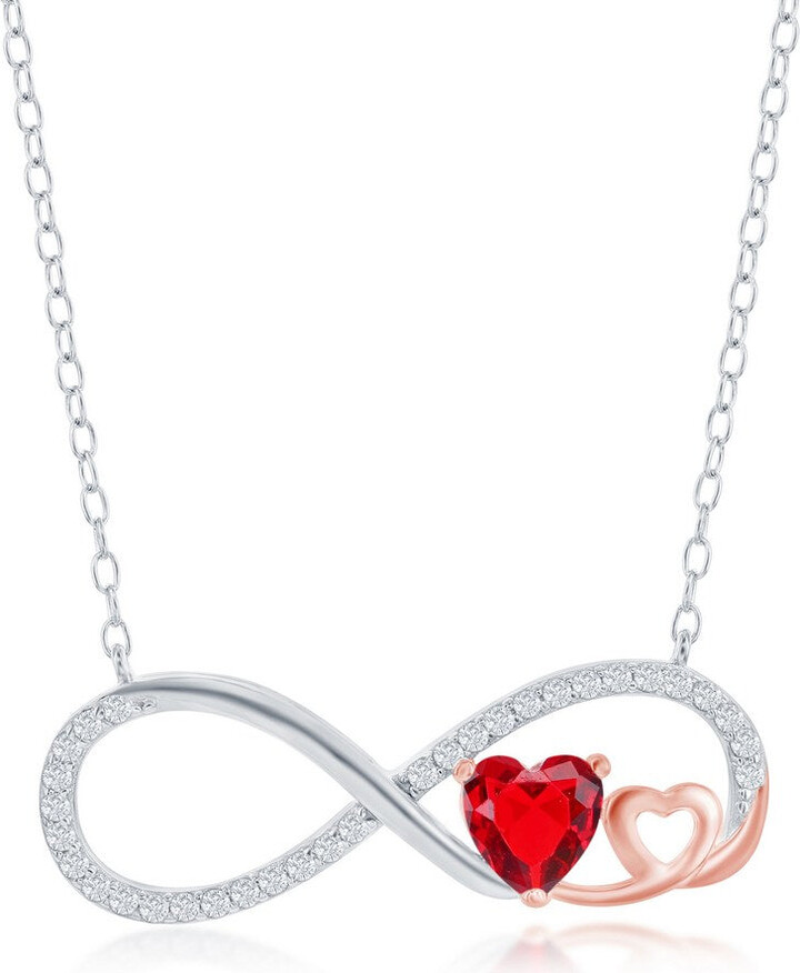 925 Sterling Silver Infinity Open Heart Pendant Clear Round CZ Dainty Necklace 
