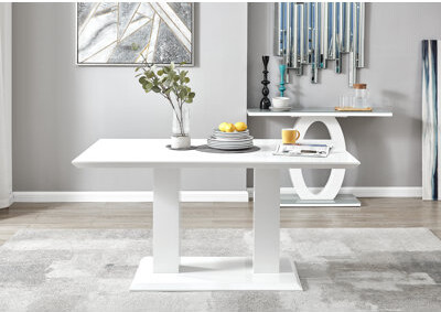 East Urban Home Eubanks High Gloss Double Pillar Rectagular Dining Table