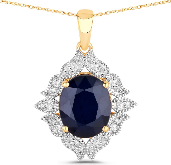 Diana M Blue Sapphire Oval 12x10mm - 1Pc + White Diamond F/C Round 1.50mm( I1-I2/I color ) - 10Pcs + White Diamond F/C Round 1.10mm( I1-I2/I color ) - 14Pcs ( J Back ) ( White Pen Rhodium )