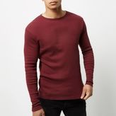 Thumbnail for your product : River Island Mens Red ribbed slim fit long sleeve T-shirt