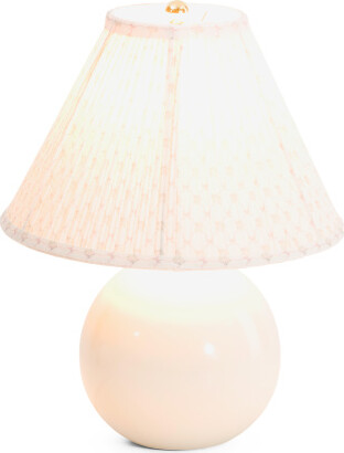 TJMAXX 16.5In Ceramic Orb Pleated Cone Shade Lamp, Gold