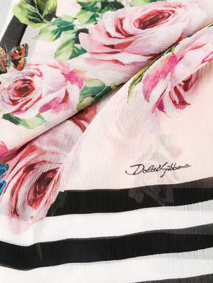 Dolce & Gabbana floral and stripe print scarf
