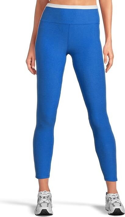 Beyond Yoga Spacedye Trophy High Waisted Midi Leggings Women's Workout Court Blue Heather/Cloud White : LG (US Women's 10-12)