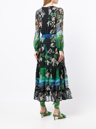 Saloni Isabel floral-print silk tiered dress