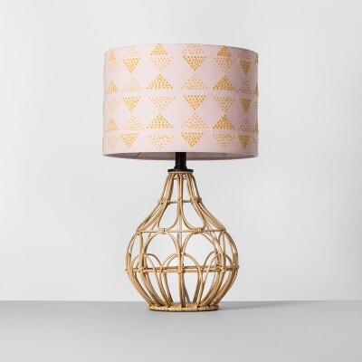 Rattan Table Lamp Pink Shade - OpalhouseTM