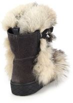 Thumbnail for your product : Moncler Zoe Fox Fur, Suede & Leather Lace-Up Boots
