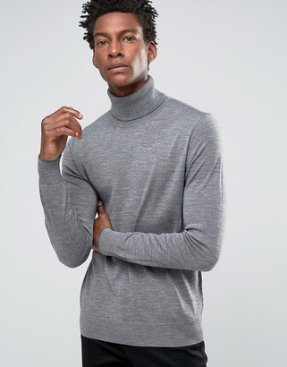 Paul Smith PS  Sweater with Roll Neck In Merino With Contrast Tipping Gray