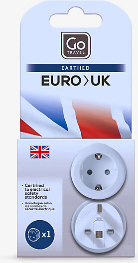 Go Travel White Earthed Euro/Uk Adapter