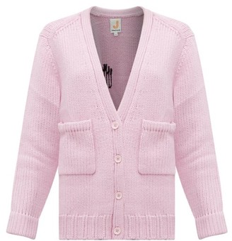 JoosTricot Smiley-embroidered Wool-blend Cardigan - Light Pink