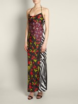 Thumbnail for your product : ATTICO Floral-print Halterneck Satin Dress - Black Multi