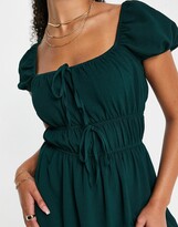 Thumbnail for your product : ASOS Tall ASOS DESIGN Tall elasticized channel babydoll mini dress in bottle green