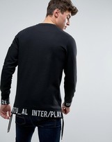 Thumbnail for your product : Jack and Jones Core Longline Sweatshirt with Cuff Print and Arm Pocket