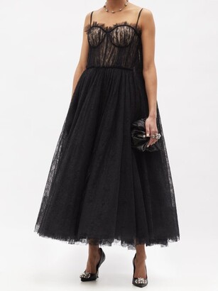 Alexander McQueen Bustier-bodice Chantilly-lace Gown - Black