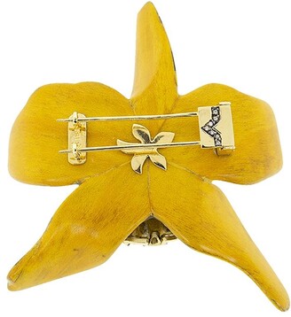 Silvia Furmanovich 18kt yellow gold diamond Sculptural Botanical Marquetry Spotted Orchid brooch