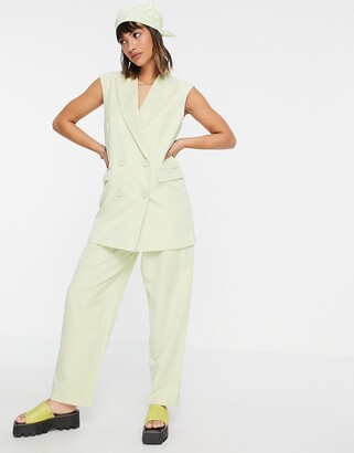 Y.A.S sleeveless blazer in pale green - part of a set