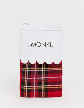 Monki checked tights in red