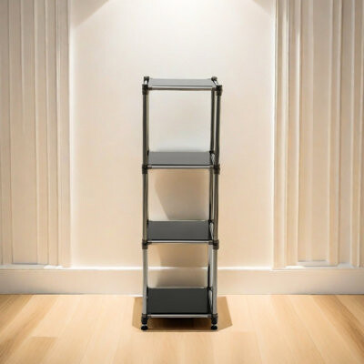 SnugglySolace Black 4 Heavy Duty Stainless Steel Storage Rack, 100Lbs/Shelf Capacity, For Indoor/Outdoor, Garage, Basement, Utility Room