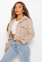 Thumbnail for your product : boohoo Petite Cropped Popper Front Jacket